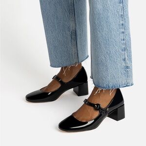 Larroude Blair Block Pump In Black Patent